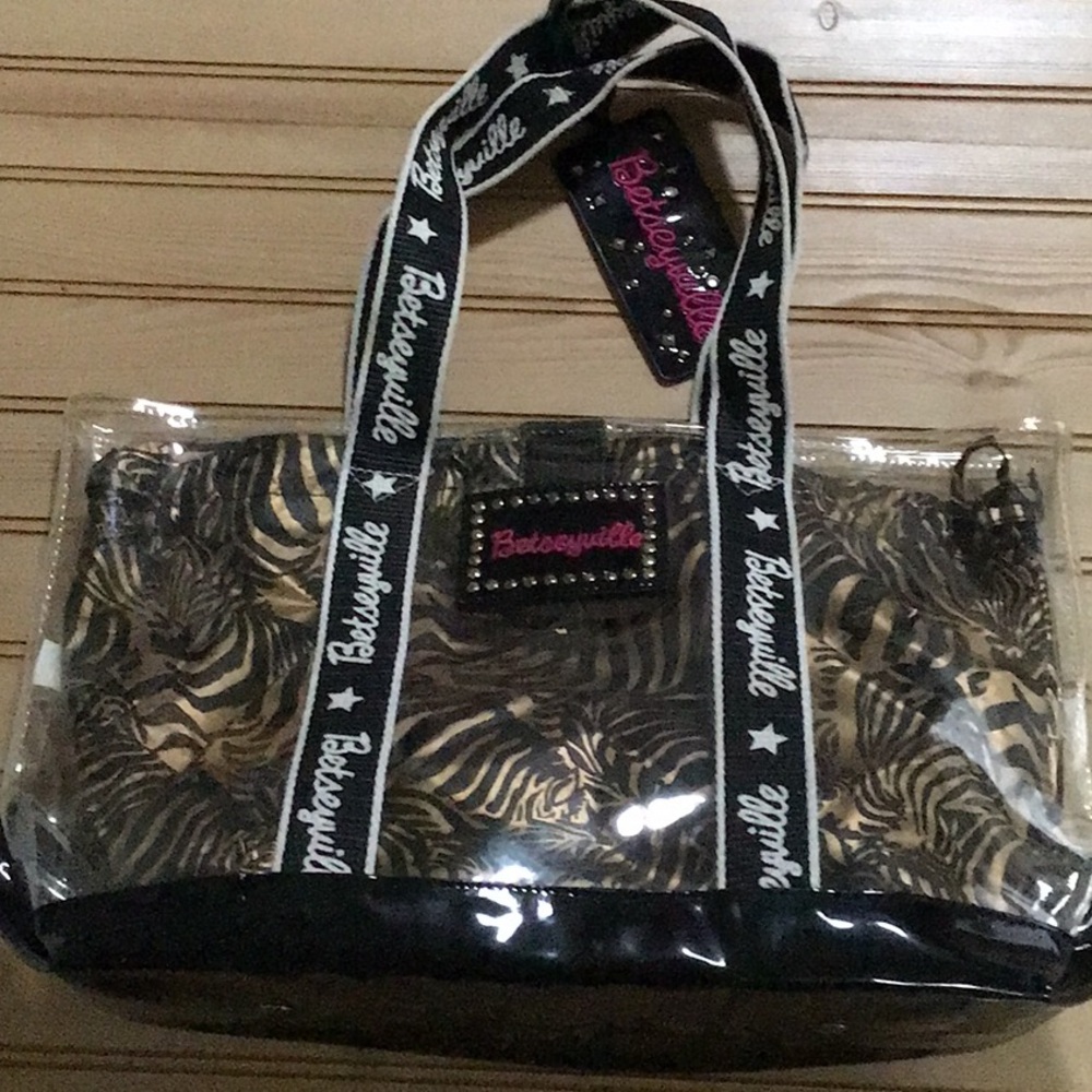 Betsey Johnson Betseyville Satin Tiger Print Satchel Lining Clear‎ Plastic Purse